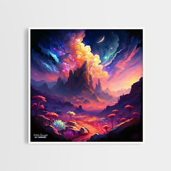 Fantasy‎ Mountains Colorful Wall Art Illustration Oil Painting Print - Picture 5 of 6